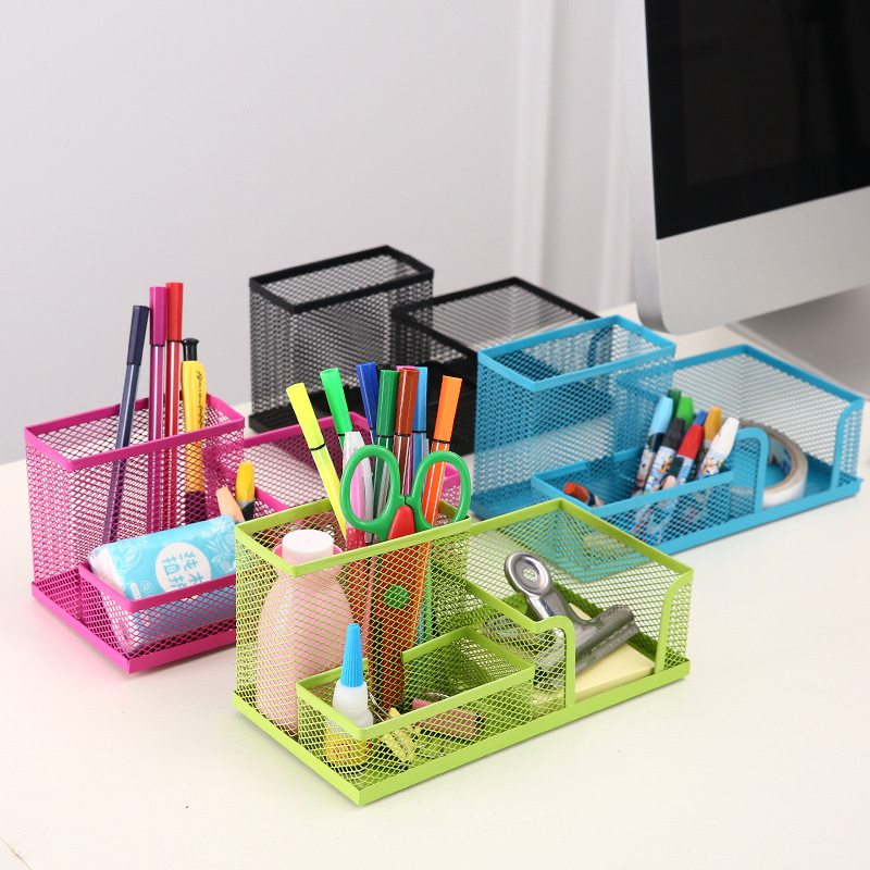 Metal Organizer Mesh Desk Organizer Table 3 Cell Jewelry Storage Box Drawer Pencil Pen Holder for Neatening Tools